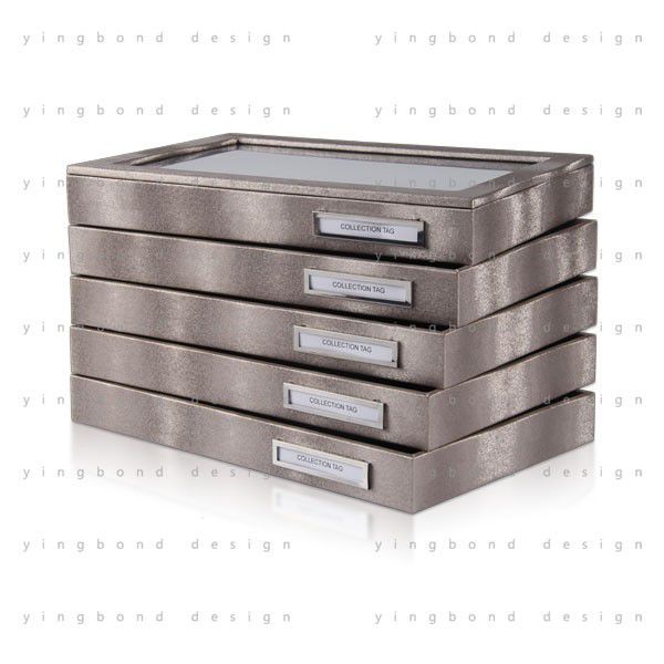 Stores Earrings Display Box PU Lined Jewelry Tray