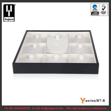 New Style Necklace Pendant Jewelry Tray 9pcs Wooden Frame Cover Leather Insert