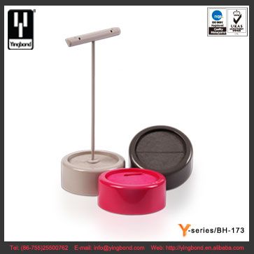 Customize Logo Round Shape PU Jewelry Display for T-Bar Earrings Ring Wooden Jewellery Holder Stand