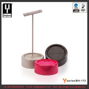 Customize Logo Round Shape PU Jewelry Display for T-Bar Earrings Ring Wooden Jewellery Holder Stand