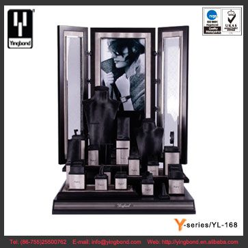 Acrylic Jewelry Display Stand High-end Countertop Wooden Jewelry Display Stand with Backdrop Base for Necklace Watch